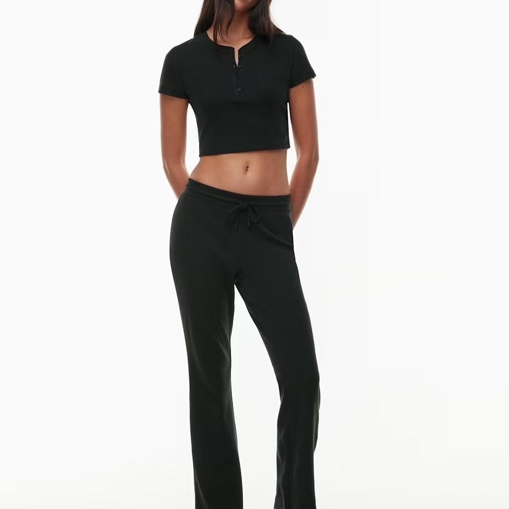 Aritzia Sunday Best Black Waffle Henley Baby Tee – Size XS - Picture 2 of 10